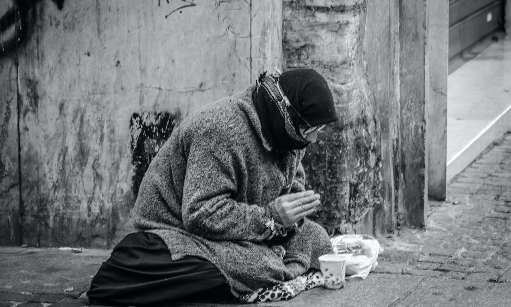 Destitute man on the street