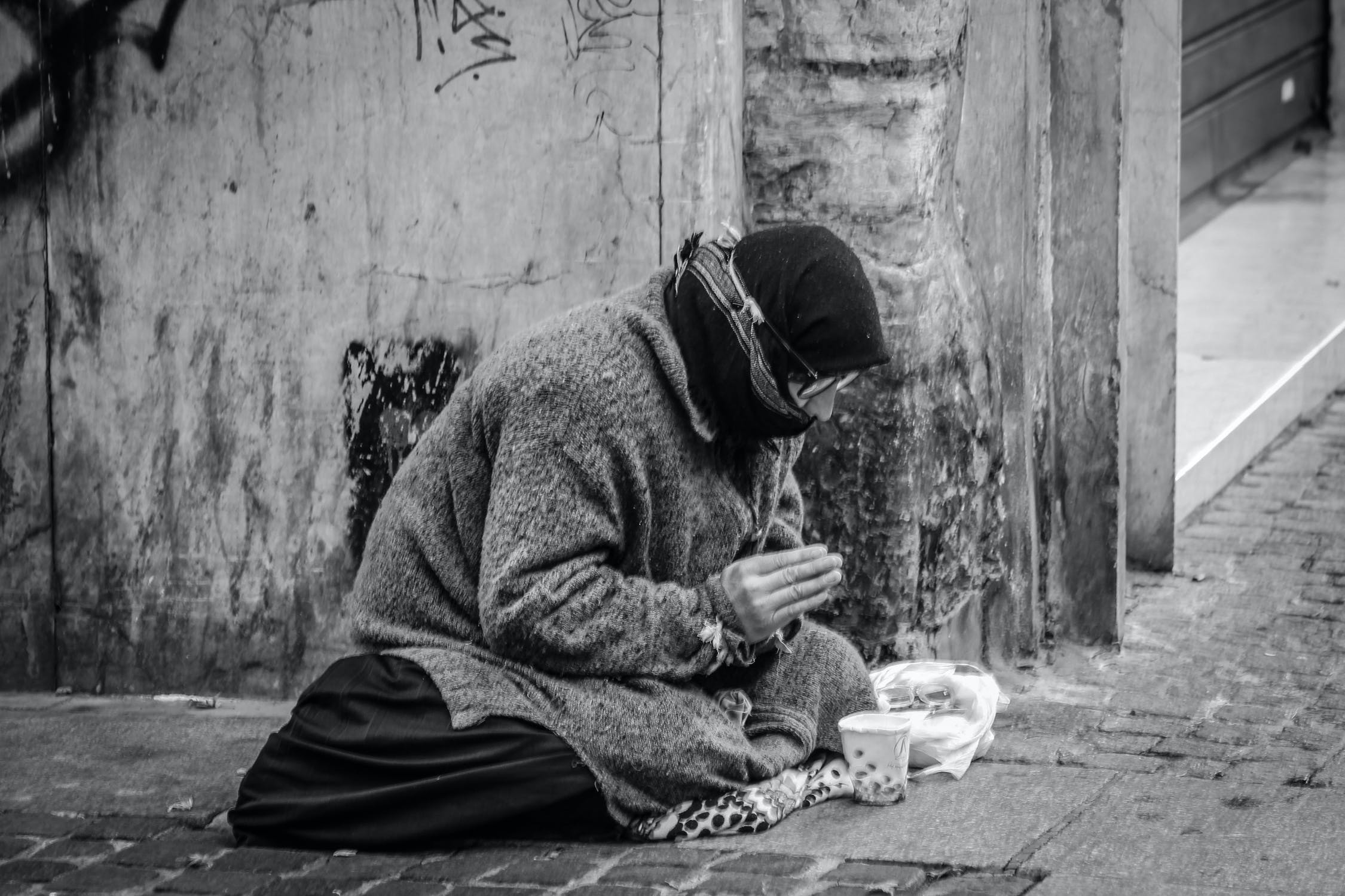 Destitute man on the street